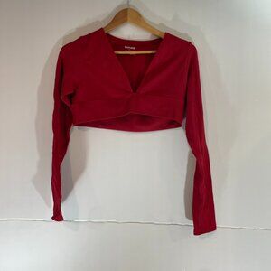 Garage Women's Red Seamless Crop Longsleeve Top- Sz L- NEW
